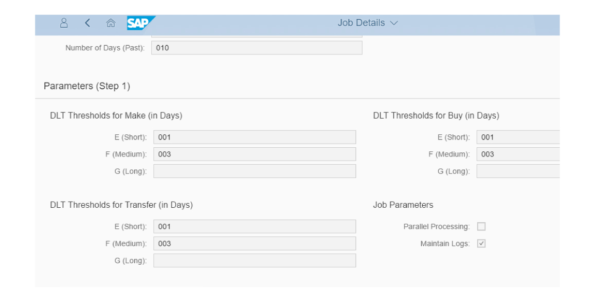 Schedule Lead Time Classification of Products DD